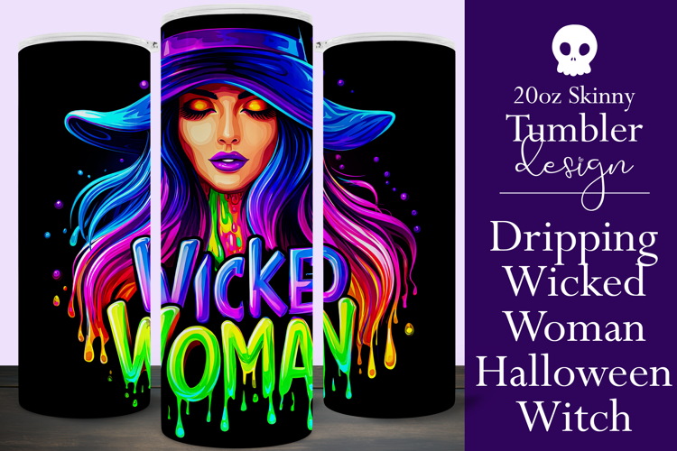 Halloween Tumbler Wrap, Wicked Woman Witch Tumbler, t184