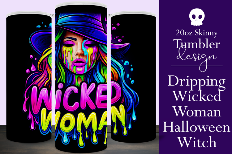 Halloween Tumbler Wrap, Wicked Woman Witch Tumbler, t188