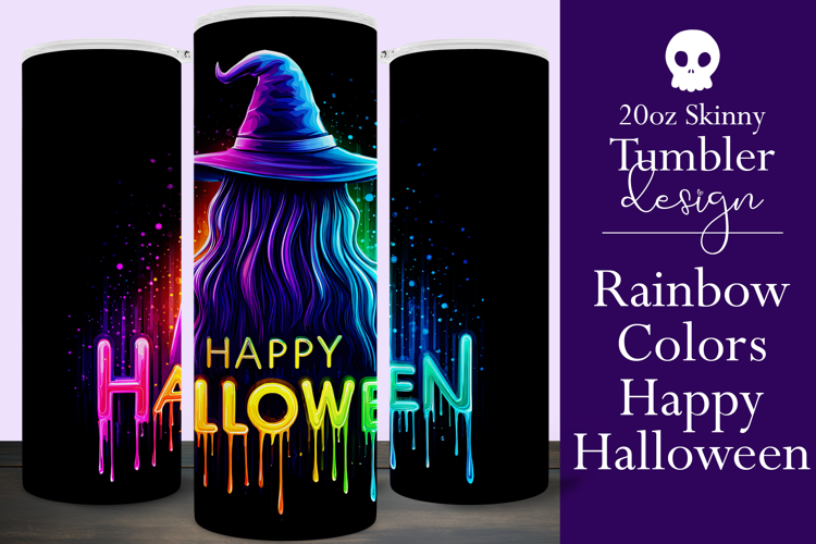 Halloween Tumbler Wrap, Colorful Witch Tumbler Wrap, t19