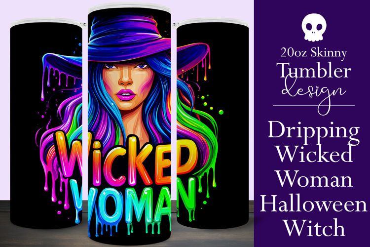 Halloween Tumbler Wrap, Wicked Woman Witch Tumbler, t194