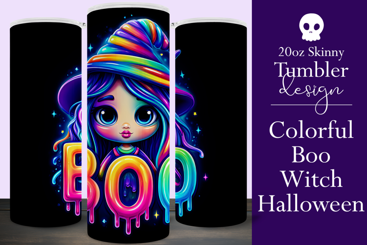 Halloween Tumbler Wrap, Colorful Witch Boo Tumbler Wrap, t2