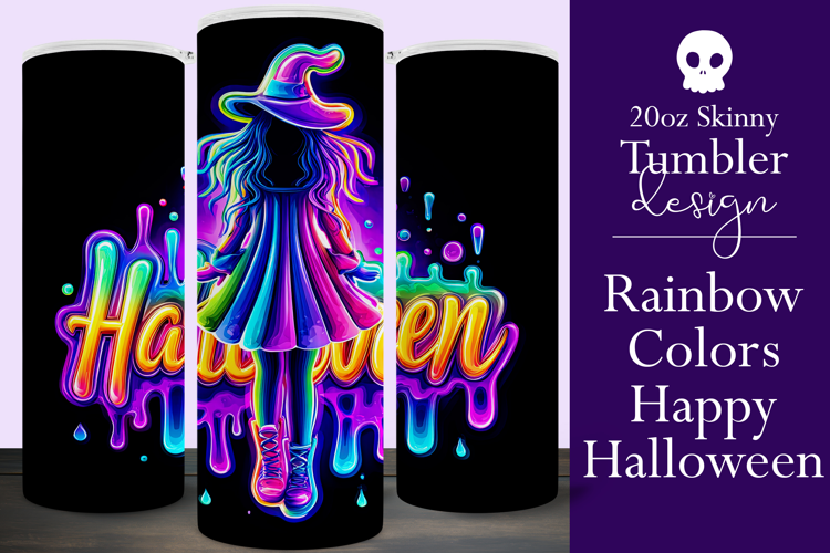 Halloween Tumbler Wrap, Colorful Witch Tumbler Wrap, t20
