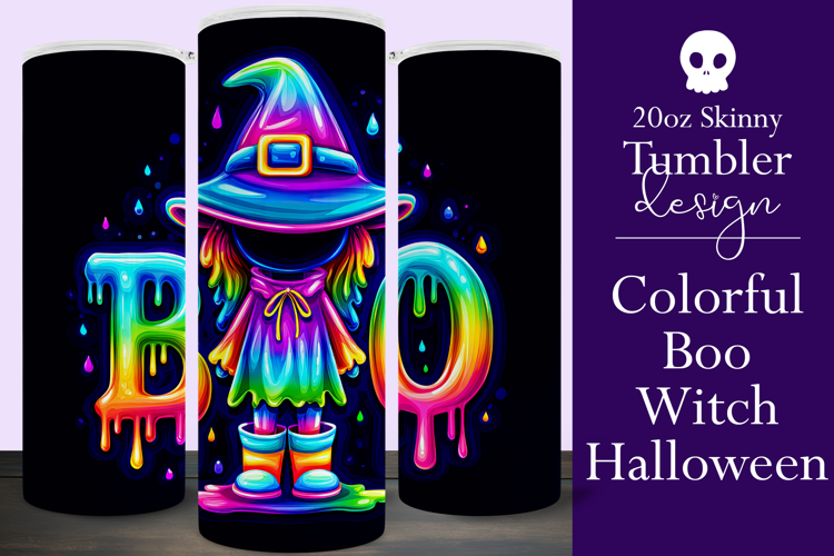 Halloween Tumbler Wrap, Colorful Witch Boo Tumbler Wrap, t3