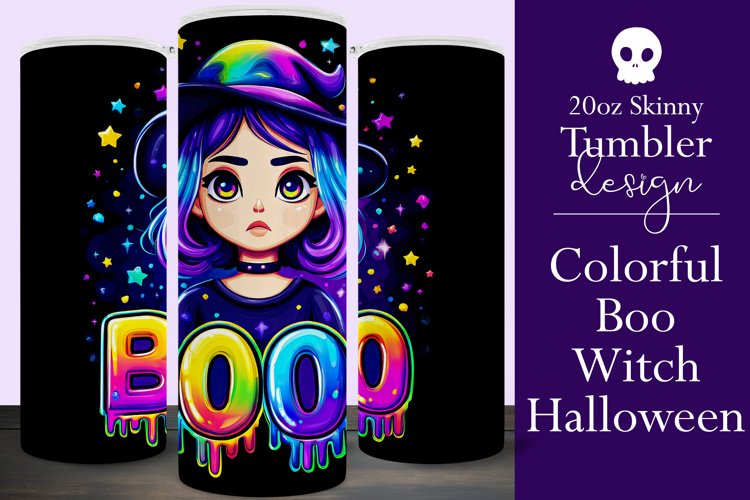 Halloween Tumbler Wrap, Colorful Witch Boo Tumbler Wrap, t4
