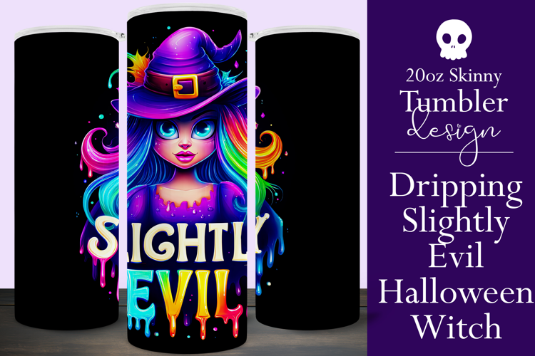 Halloween Tumbler Wrap, Slightly Evil Witch Tumbler, t41