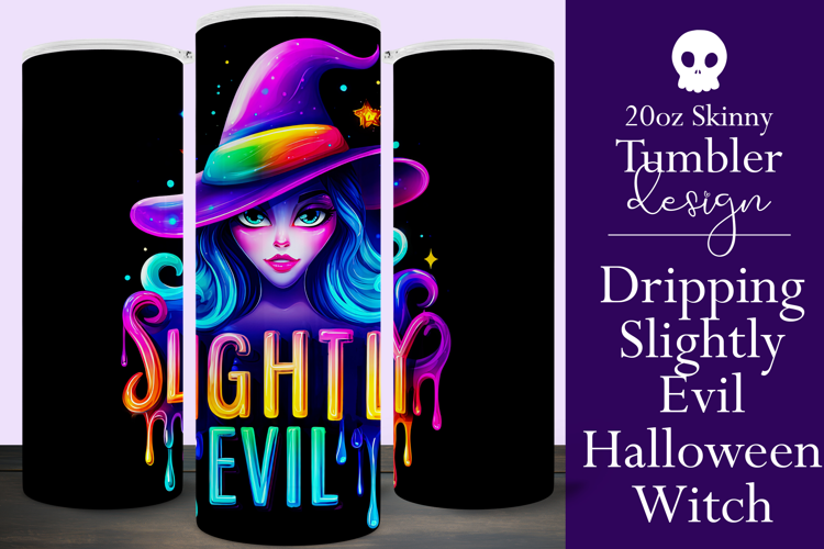Halloween Tumbler Wrap, Slightly Evil Witch Tumbler, t43