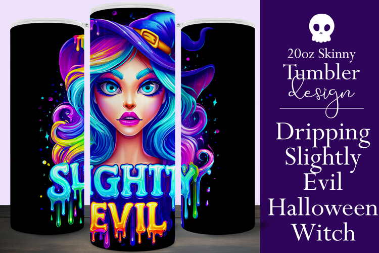 Halloween Tumbler Wrap, Slightly Evil Witch Tumbler, t45