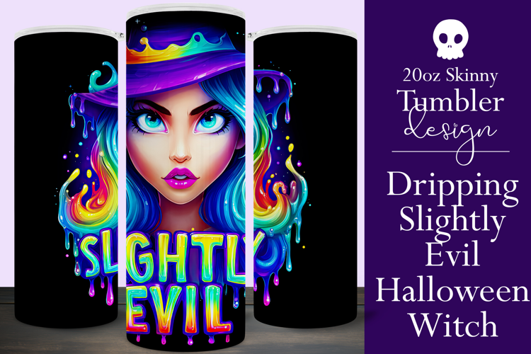 Halloween Tumbler Wrap, Slightly Evil Witch Tumbler, t47