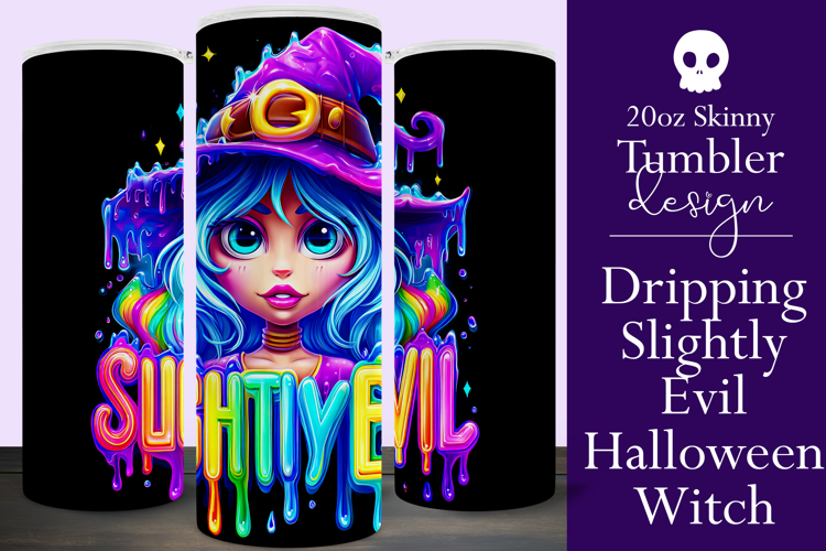 Halloween Tumbler Wrap, Slightly Evil Witch Tumbler, t48