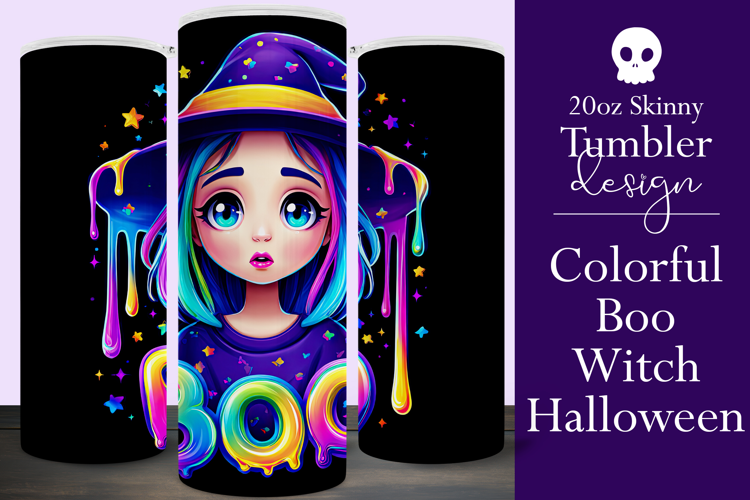 Halloween Tumbler Wrap, Colorful Witch Boo Tumbler Wrap, t5
