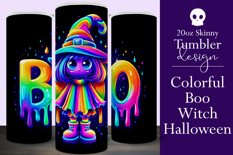 Halloween Tumbler Wrap, Colorful Witch Boo Tumbler Wrap, t6