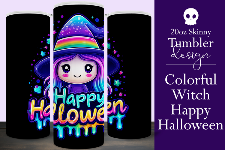 Halloween Tumbler Wrap, Colorful Witch Tumbler Wrap, t7