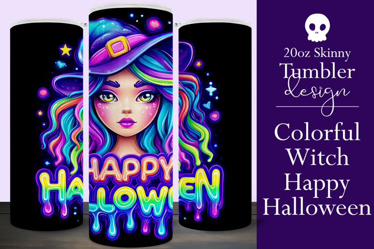 Halloween Tumbler Wrap, Colorful Witch Tumbler Wrap, t8