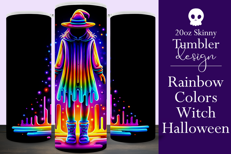 Halloween Tumbler Wrap, Colorful Witch Tumbler Wrap, t9