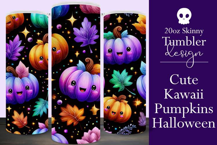 Halloween Tumbler Wrap, Halloween Kawaii Pumpkins Tumbler, 1