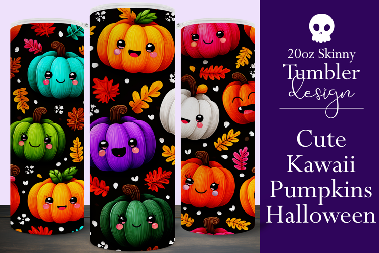 Halloween Tumbler Wrap, Halloween Kawaii Pumpkins Tumbler, 2