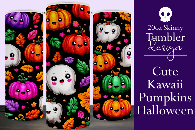Halloween Tumbler Wrap, Halloween Kawaii Pumpkins Tumbler, 6