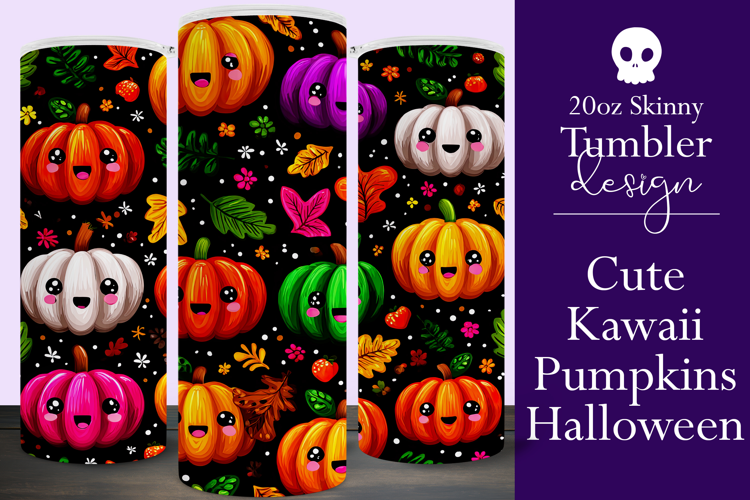 Halloween Tumbler Wrap, Halloween Kawaii Pumpkins Tumbler, 7