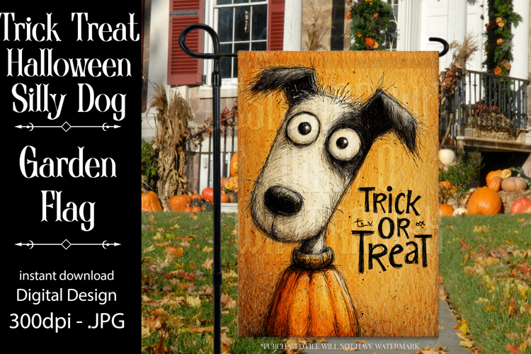 Halloween Garden Flag, Silly Dog Trick or Treat Garden Flag