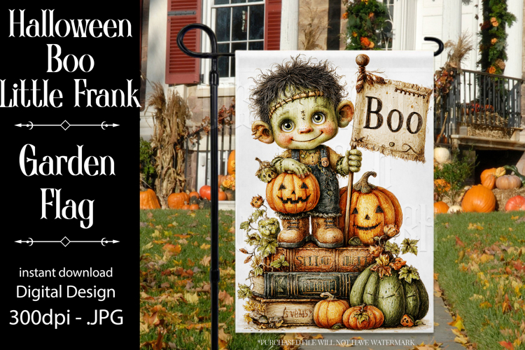Halloween Garden Flag, Little Frank Boo Halloween Flag, d2