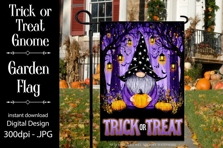 Halloween Garden Flag, Trick or Treat Gnome Garden Flag