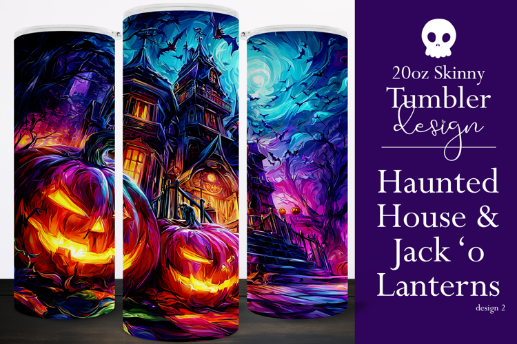 Halloween Tumbler Wrap, Haunted House, Jack o Lanterns, t2