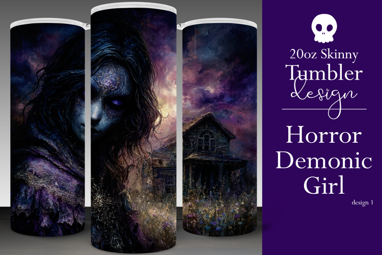 Halloween Tumbler Wrap, Halloween Demon Girl Tumbler, t1