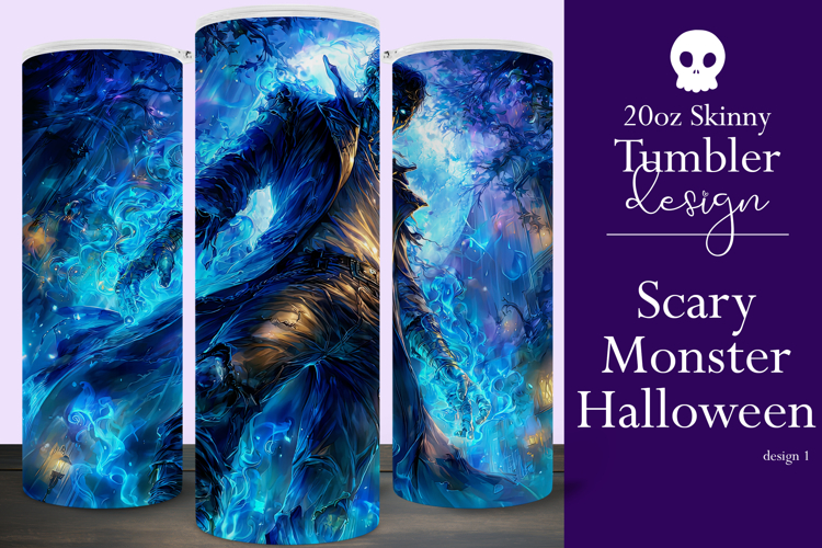 Halloween Tumbler Wrap, Halloween Scary Monster Tumbler t1