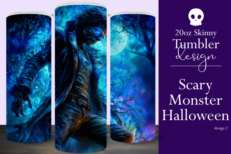 Halloween Tumbler Wrap, Halloween Scary Monster Tumbler t2
