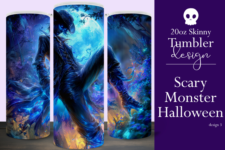 Halloween Tumbler Wrap, Halloween Scary Monster Tumbler t3