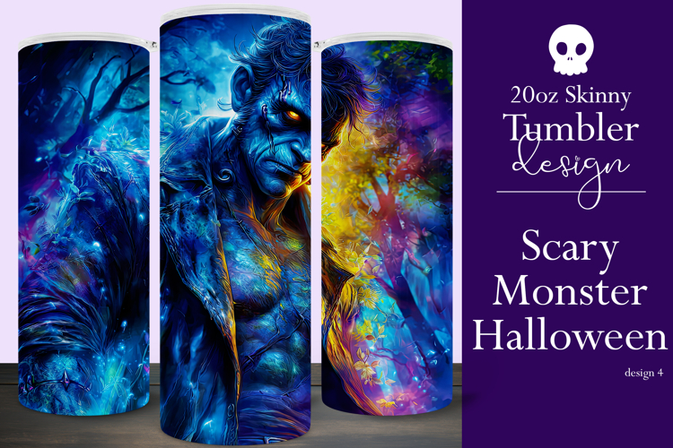 Halloween Tumbler Wrap, Halloween Scary Monster Tumbler t4