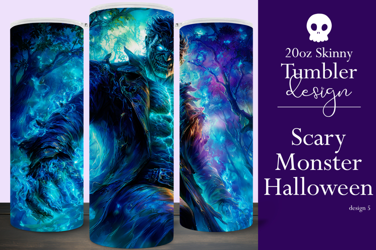 Halloween Tumbler Wrap, Halloween Scary Monster Tumbler t5