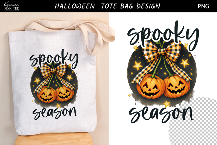 Sweet and Spooky Cherry, Pumpkin Tote Bag Sublimation PNG