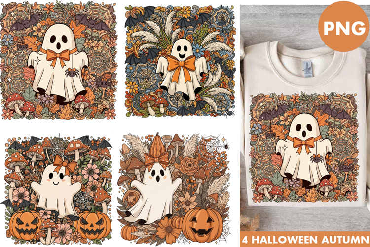 Halloween Boo Ghost With Pumpkin T-Shirt Designs