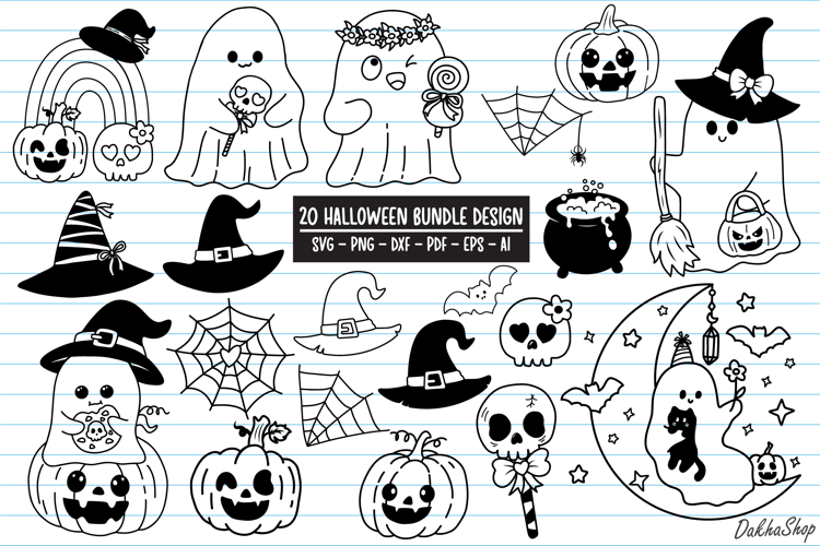 Halloween Svg, Ghost Svg, Witch hat Svg, Cute Ghost Svg