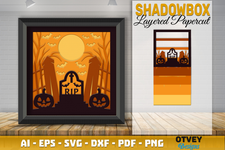 Halloween Scene 3D Shadow Box Layered Papercut SVG