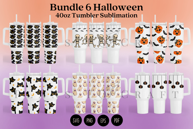 Bundle 6 Halloween 40oz Tumbler Sublimation Wrap