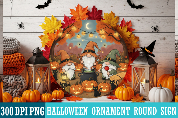 Halloween Ornaments Round Sign PNG, Halloween Round Sign PNG