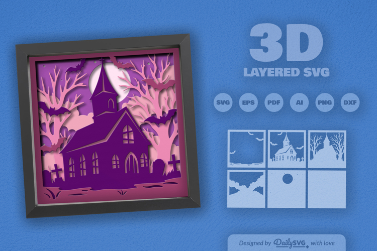 Halloween Abandoned Old Church Layered SVG