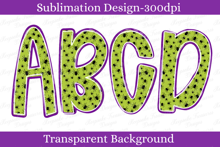 Hand Drawn Halloween Spider Alphabet and Numbers