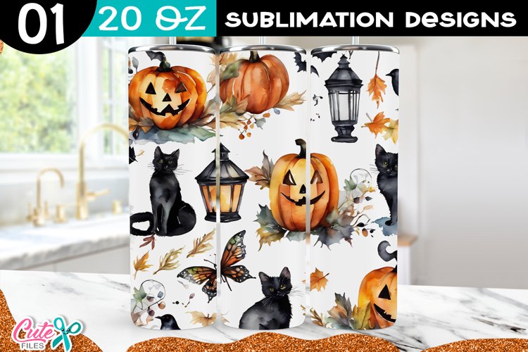 Halloween and Pumpkins Tumbler 20 Oz Wrap Sublimation PNG