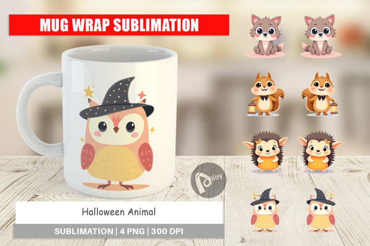 Mug Wrap Halloween Animals