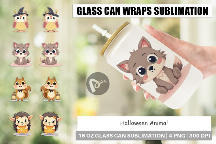 Glass Can Halloween Animals