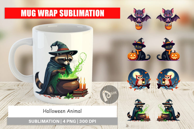 Mug Wrap Halloween Animals