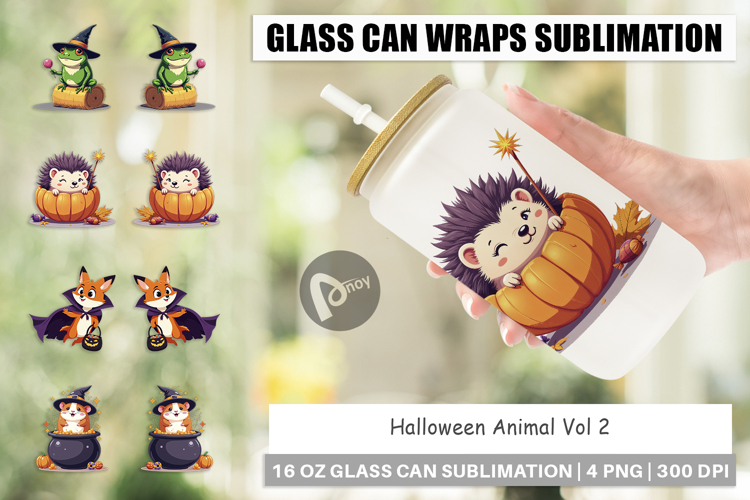 Glass Can Halloween Animals