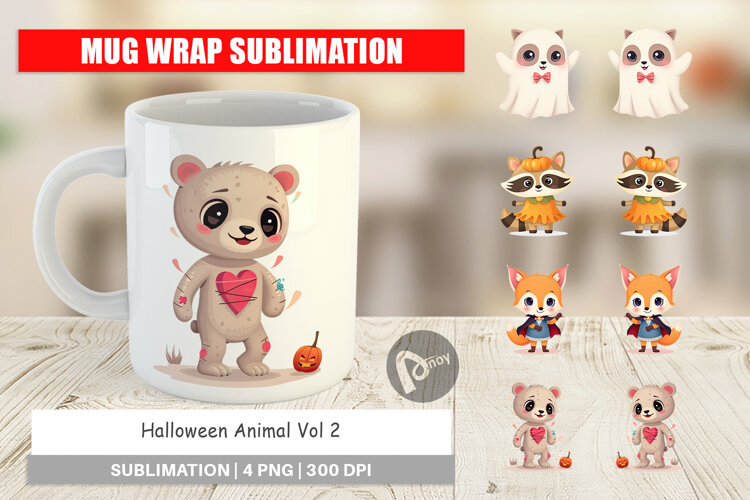 Mug Wrap Halloween Animals example image 1