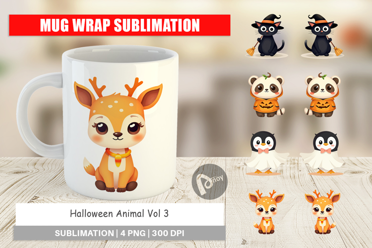 Mug Wrap Halloween Animals