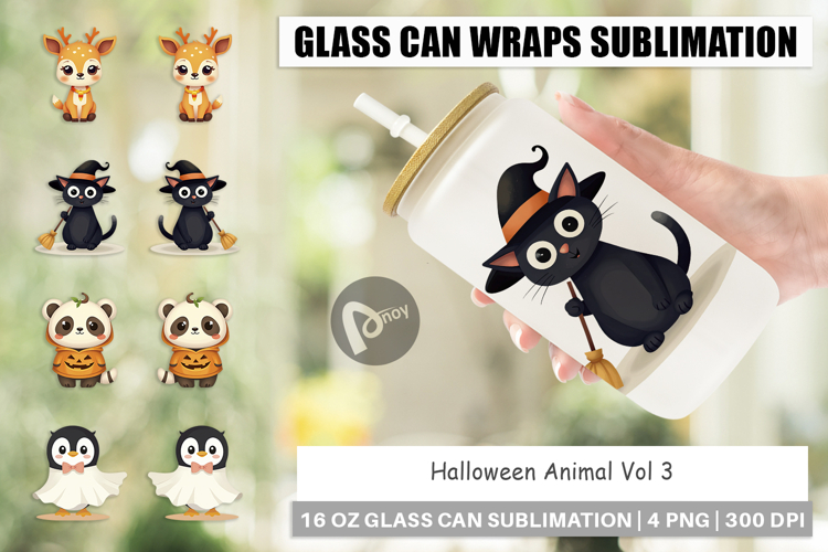 Glass Can Halloween Animals
