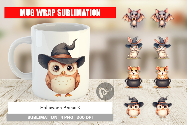 Mug Wrap Halloween Animals