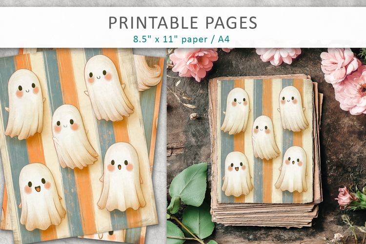 Halloween Junk Journal Backgrounds, halloween ghosts
